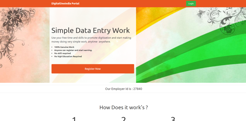 digitaloneindia digital one india data entry job scam home page