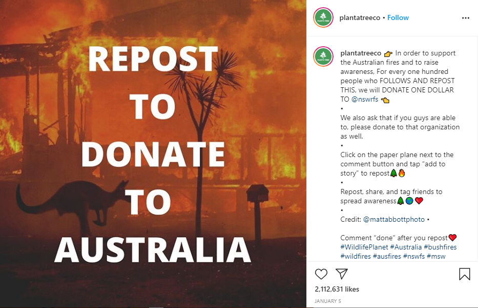 plant a tree co plantatreeco scam instagram australia repost