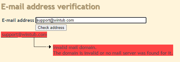 mailtester invalid email