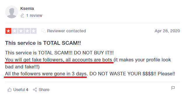 instafamous pro scam trustpilot review negative 7