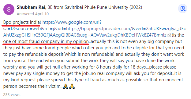 bpo projects provider india fraud complaint review 8