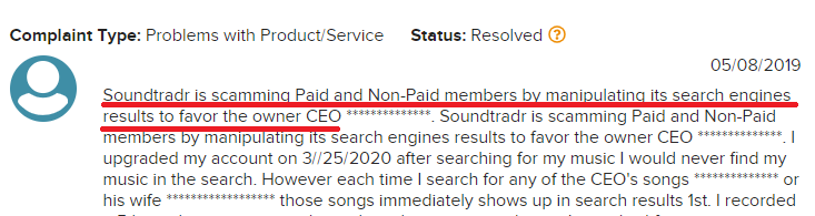 songtradr complaint
