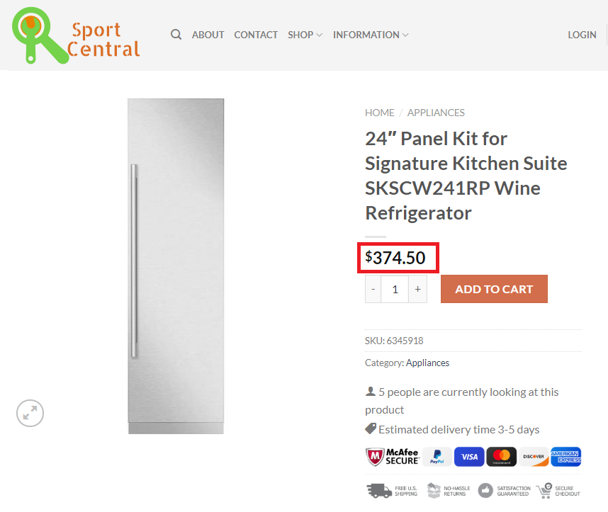 sportecentral sport central scam signature refrigerator fake price