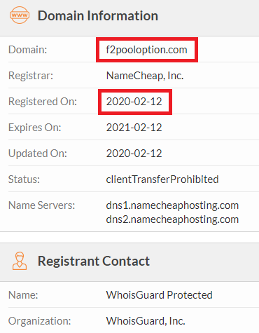f2pooloption cloud mining scam whois