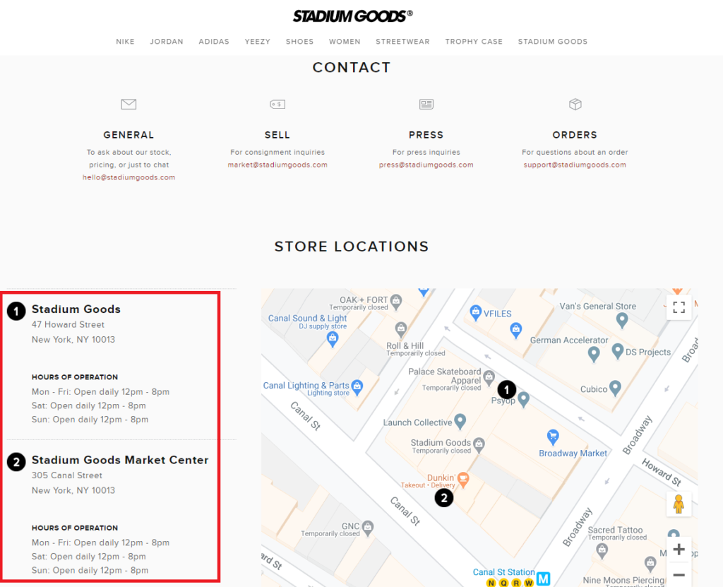 stadium goods sneaker store locations