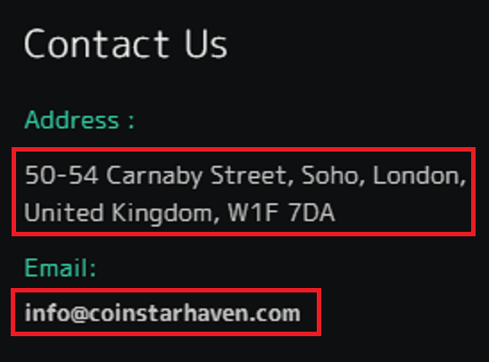coinstarhaven fake contact details