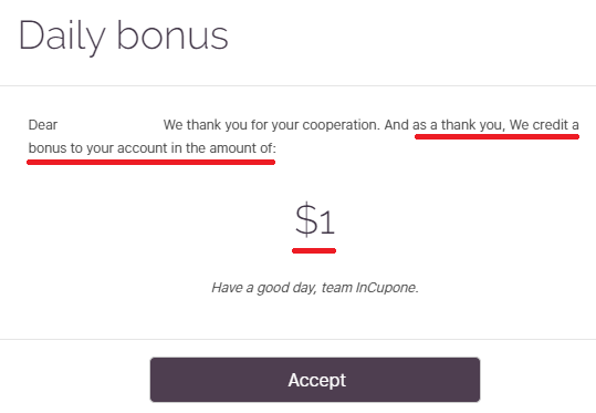 incupone tomyrise scam daily bonus