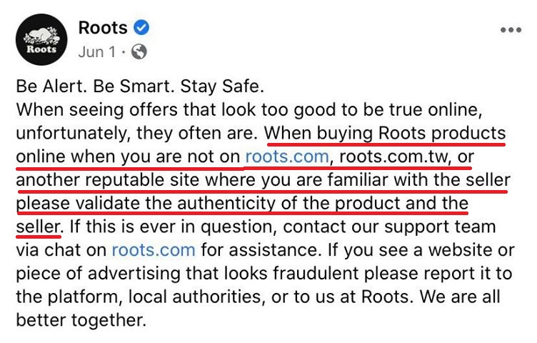 roots twitter warning