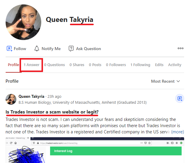 tradesinvestor fake review queen takyria