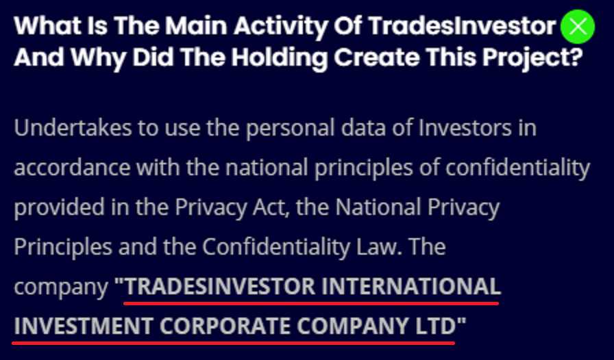 tradesinvestor scam fake registration 2