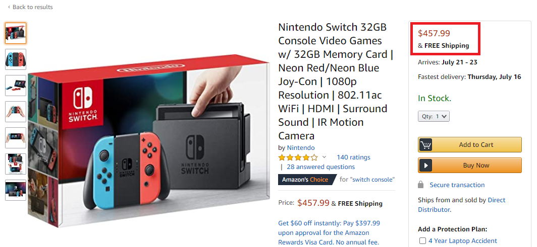 nintendo switch real price