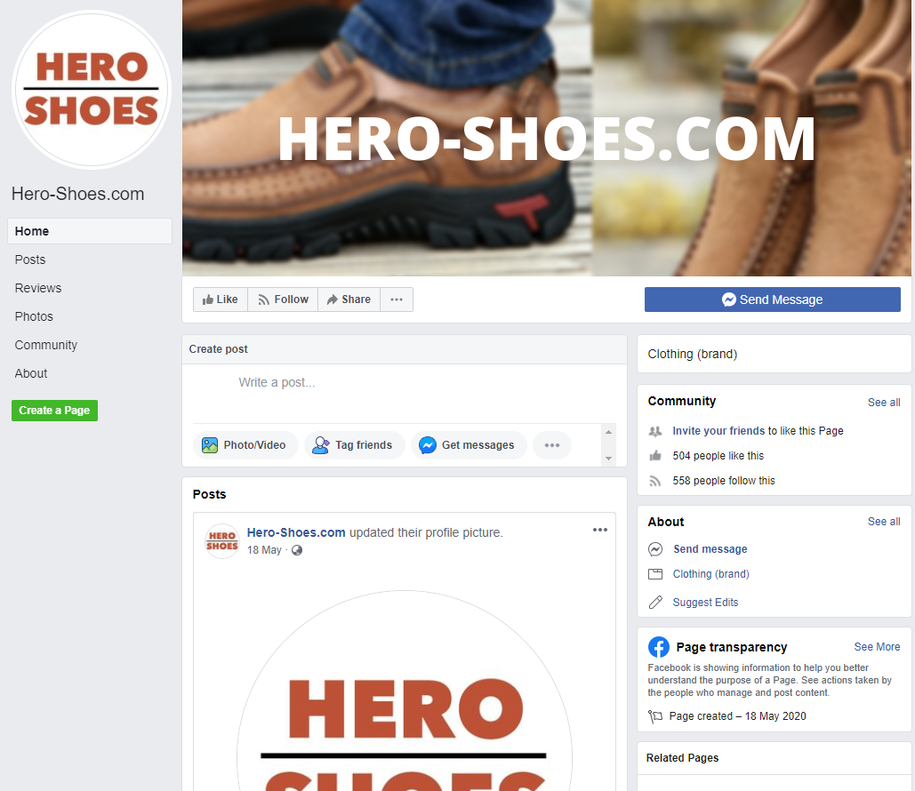 Hero-Shoes.com facebook 1