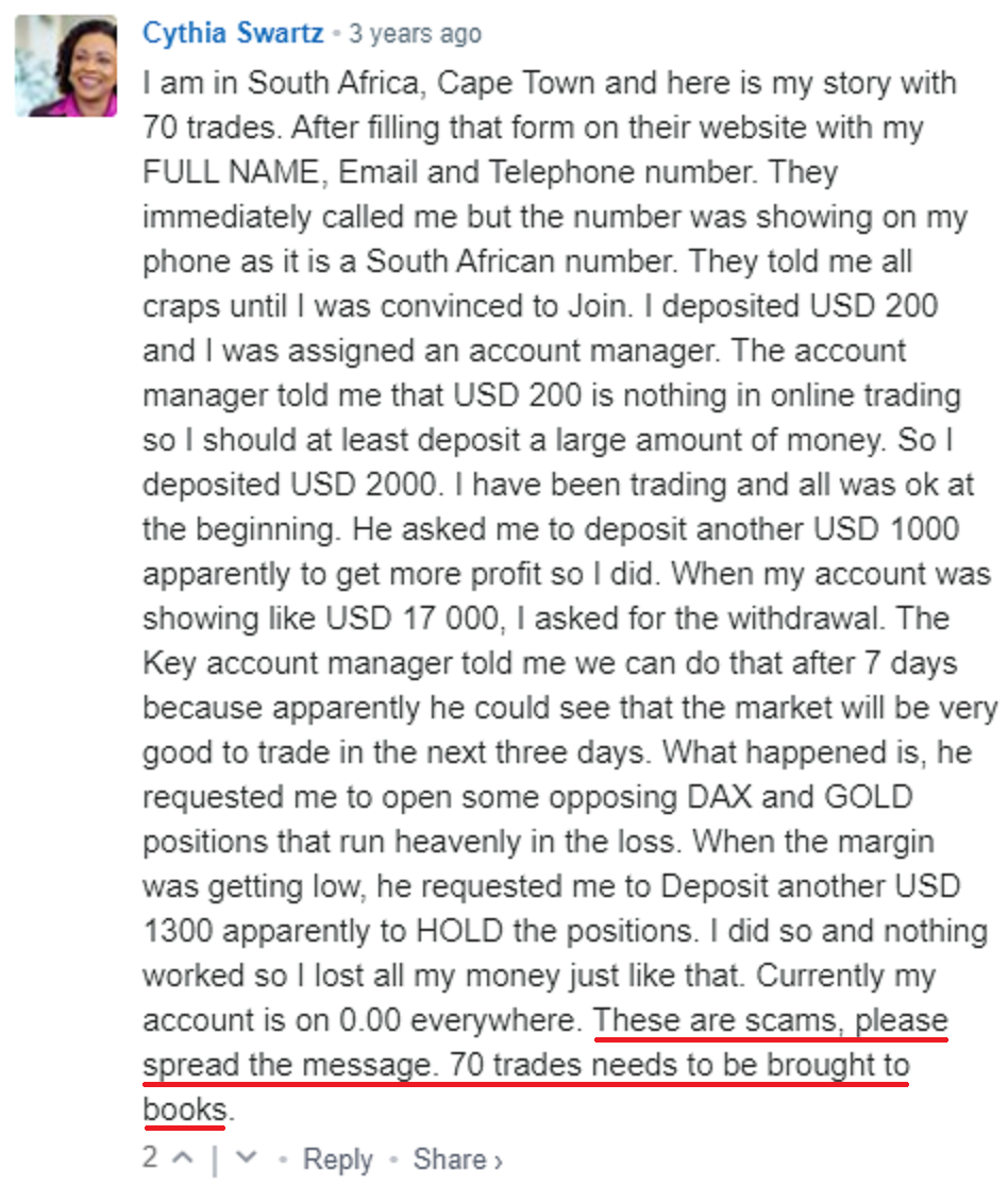 70trades scam review 9