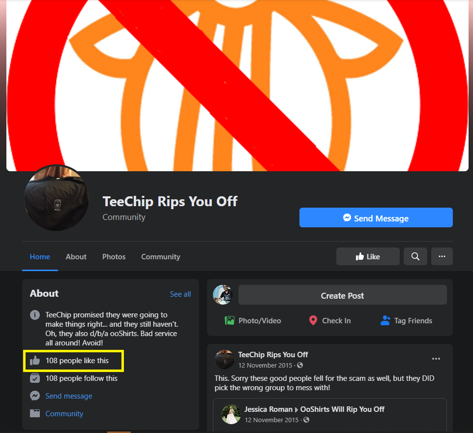 TeeChip rips you off facebook group
