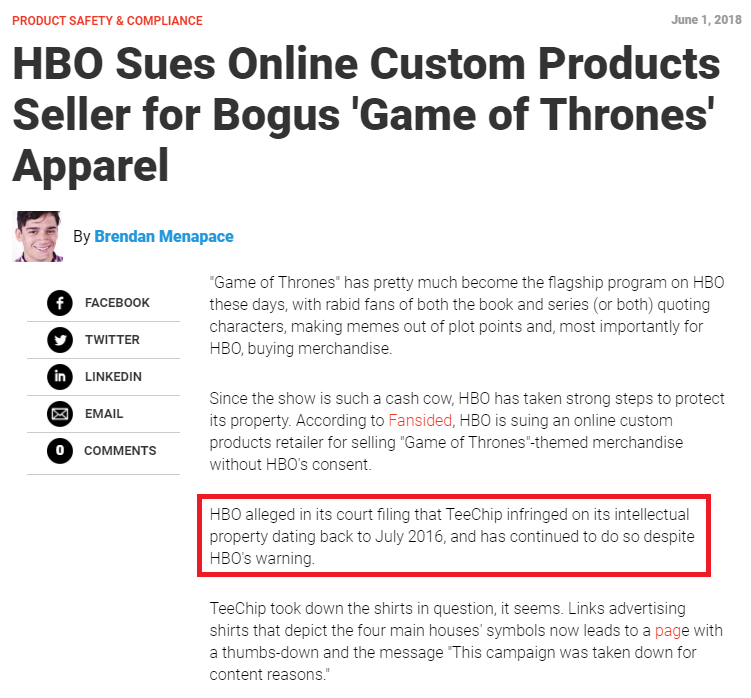 hbo sues teechip over game of thrones
