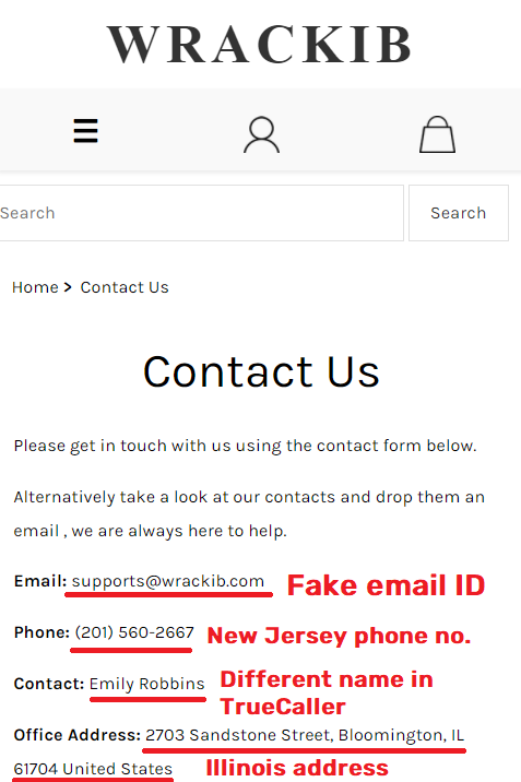 wrackib scam fake contact details