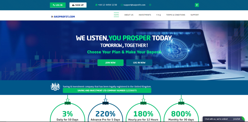 saiprofit scam home page