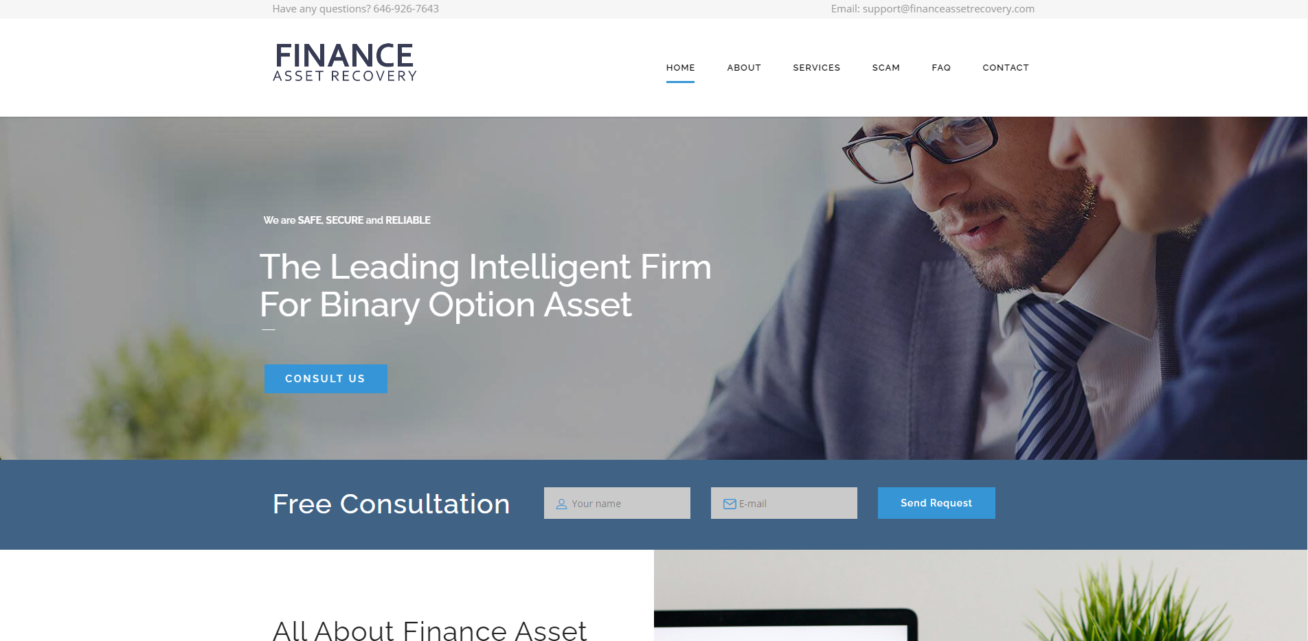 financeAssetRecovery scam home page