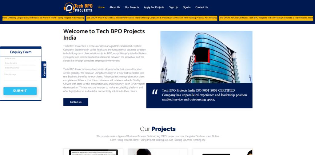 tech bpo projects india scam