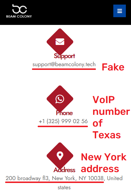 beamcolony scam fake contact details