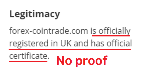 forex-cointrade scam fake uk registration 1