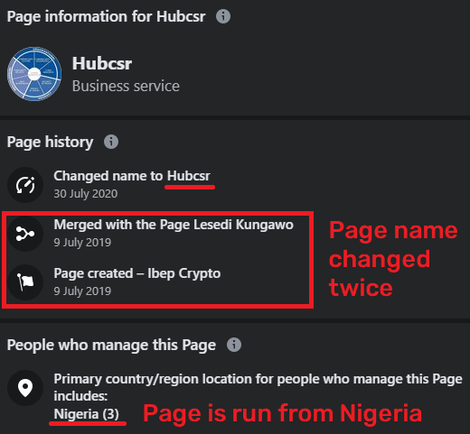 hubcsr scam facebook page 2