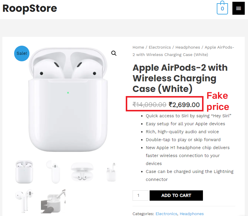 roopstore scam fake airpods price