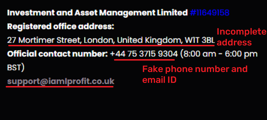 fake contact details