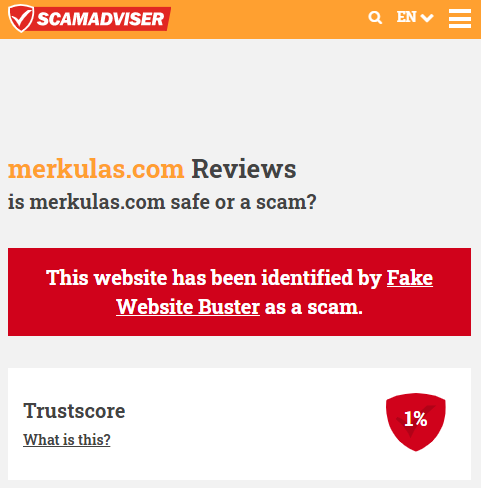 merkulas scam trust score scamadviser