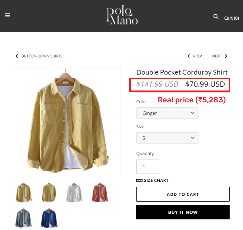 polo mano yellow shirt real price