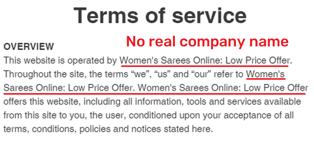 dzires saree scam fake terms of service