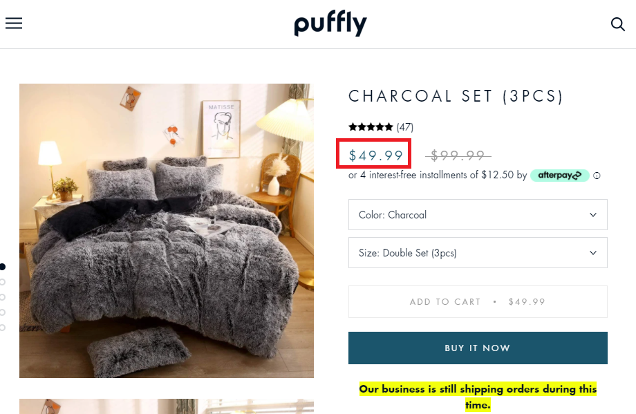 puffly blankets charcoal set 1