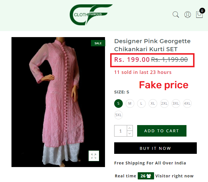 clothfamous scam kurti fake price