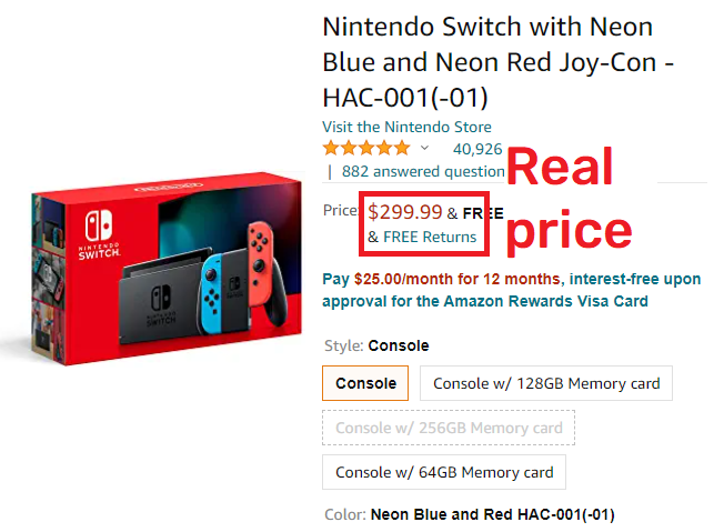 nintendo switch real price amazon