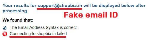 shopbia scam fake email ID