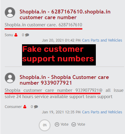 shopbia scam customer support fake