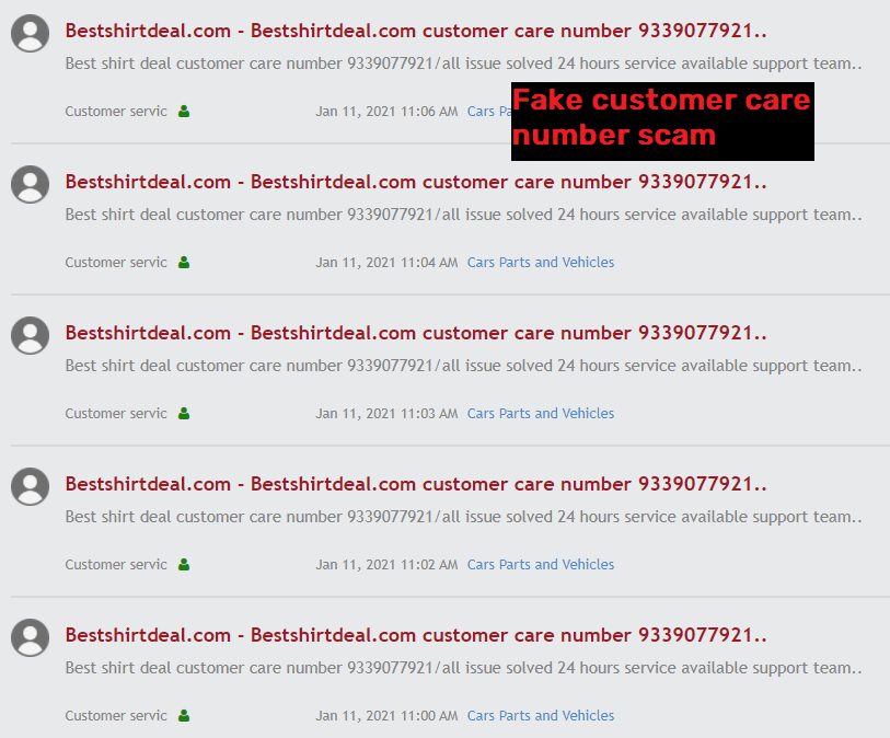 BestShirtDeal scam fake customer support number