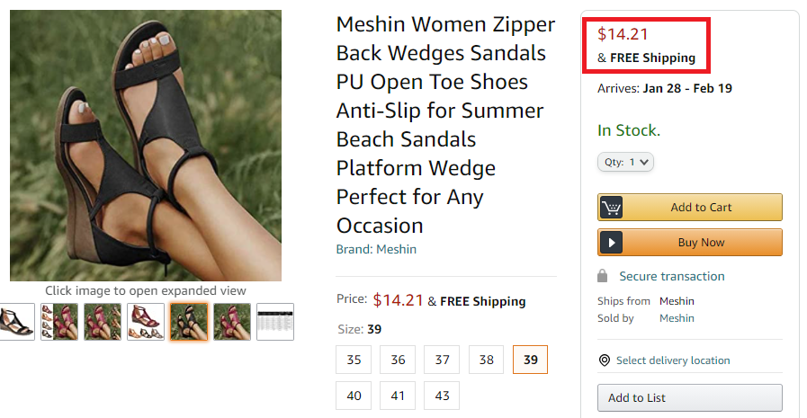 wedge sandals amazon real price