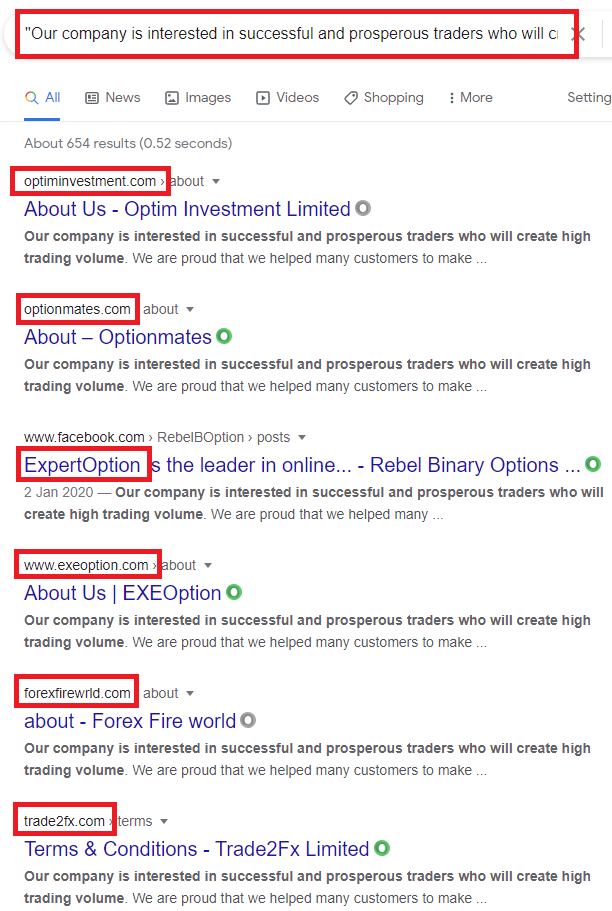 investment scams copied content google search