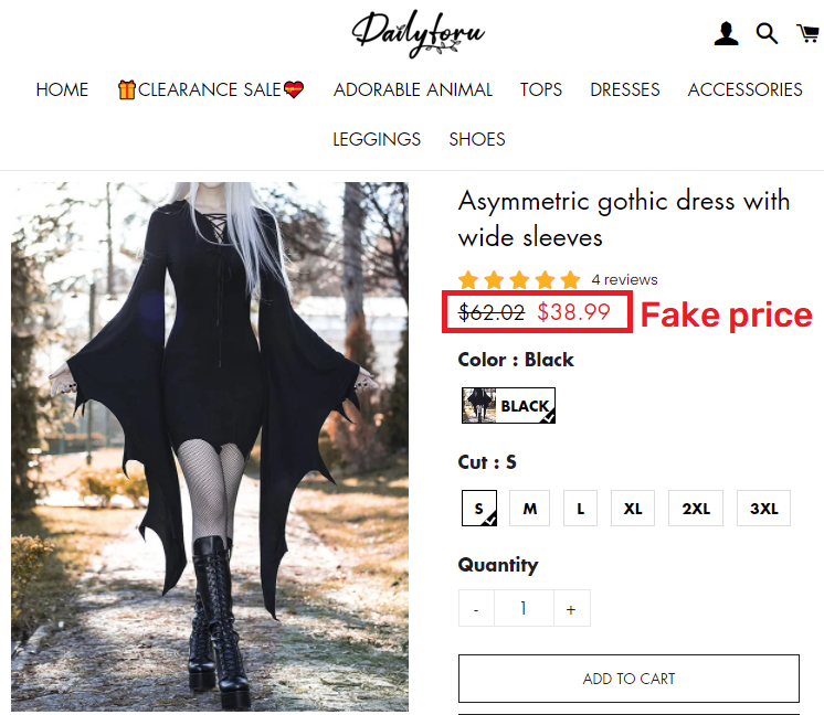 dailyforu gothic dress fake price