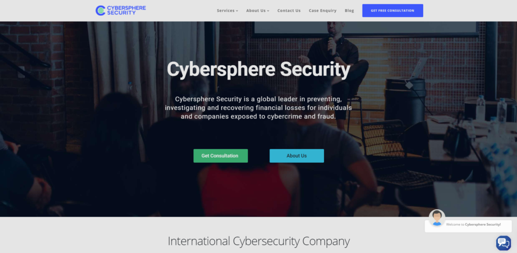 cybersphere security scam home page