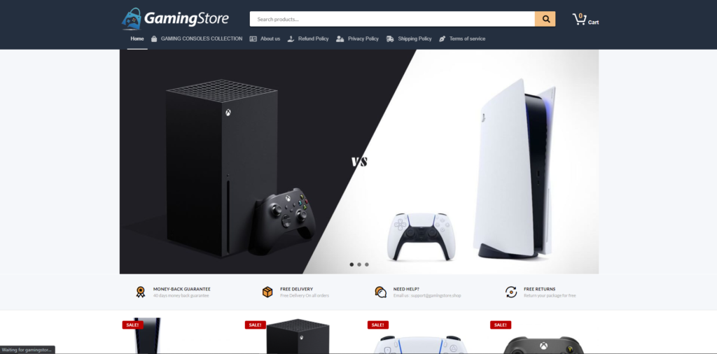 gamingstore scam home page