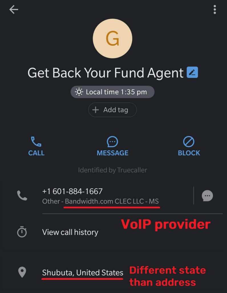 GetBackFunds scam fake phone number