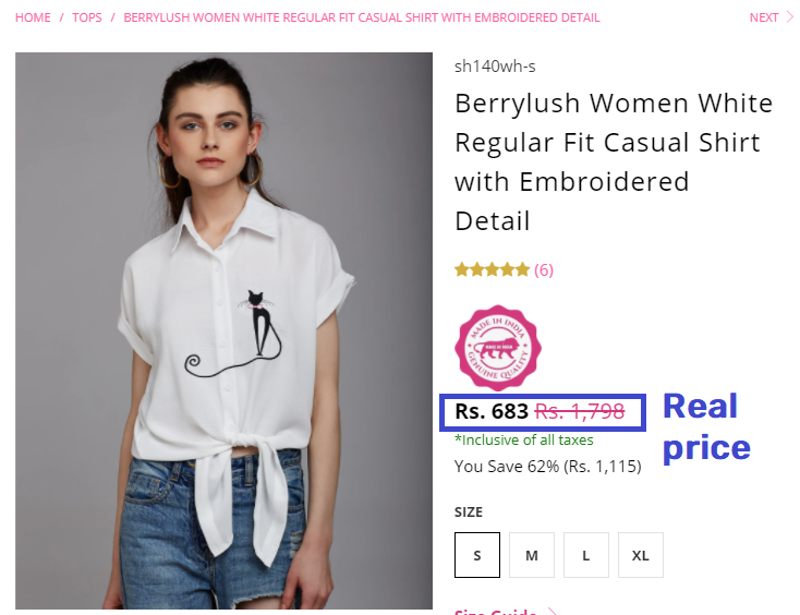 berrylush shirt real price