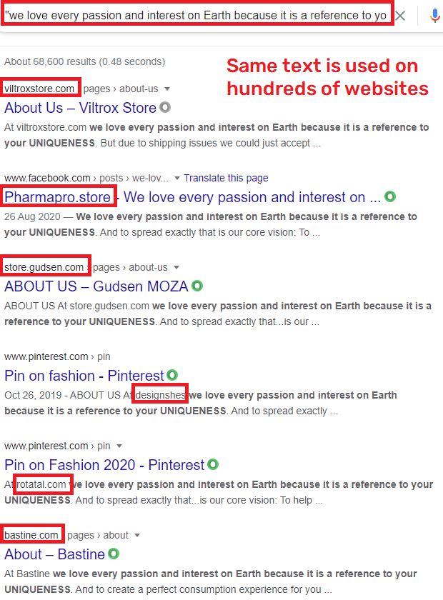 uniqueness scam network google search