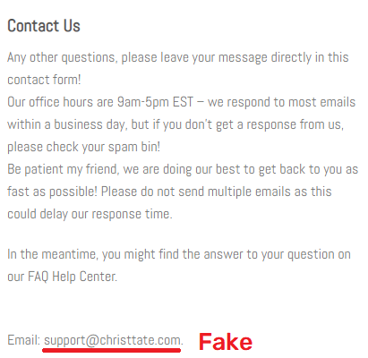 christtate scam fake email address 1
