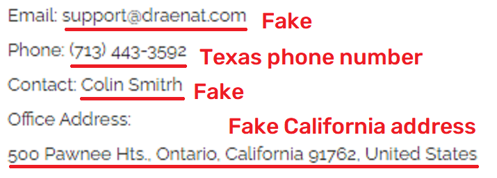 draenat scam fake contact details
