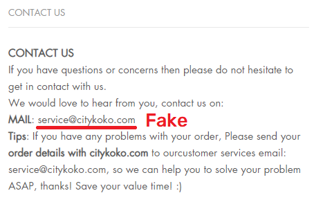 citykoko scam fake email ID