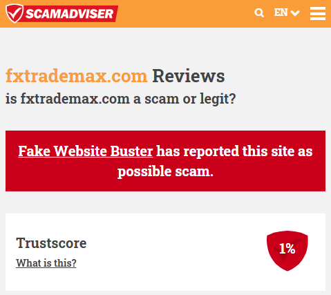 Fxtrademax scamadviser rating