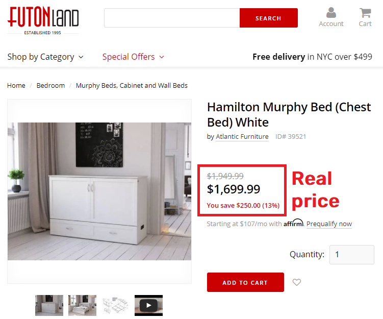 hamilton murphy bed real price